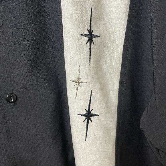 Retro Style Steady Bowling Rockabilly Short Sleeve Bowling Shirt Blk/Cream L/XL - Picture 5 of 10